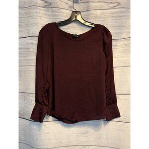 Express Burgundy Long Sleeve Blouse Size XSP